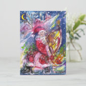 SANTA CLAUS SPEELT HARP IN HET MOONLIGHT FEESTDAGENKAART (Staand voorkant)