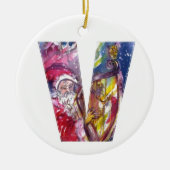 SANTA CLAUS SPEELT HARP IN HET MOONLIGHT KERAMISCH ORNAMENT (Voorkant)