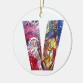 SANTA CLAUS SPEELT HARP IN HET MOONLIGHT KERAMISCH ORNAMENT (Links)