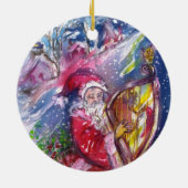 SANTA CLAUS SPEELT HARP IN HET MOONLIGHT KERAMISCH ORNAMENT (Achterkant)