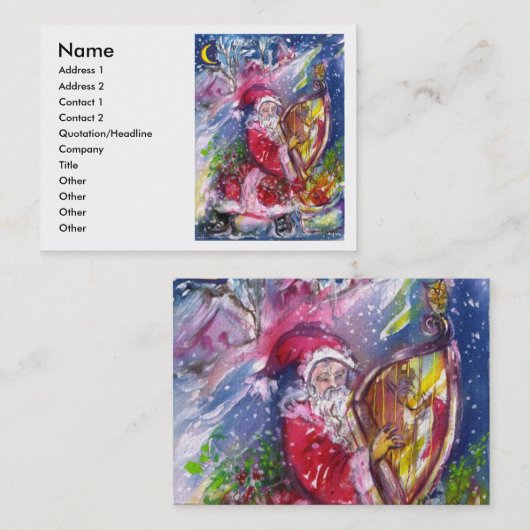 SANTA CLAUS SPEELT HARP IN HET MOONLIGHT VISITEKAARTJE (Voorkant / Achterkant)