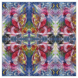 SANTA CLAUS SPEELT HARP IN MEON LIGHT Kerstmis Stof