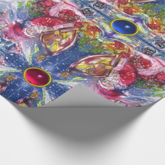 SANTA CLAUS SPEELT HARP IN MOONLIGHT Abstract Cadeaupapier (Hoek)