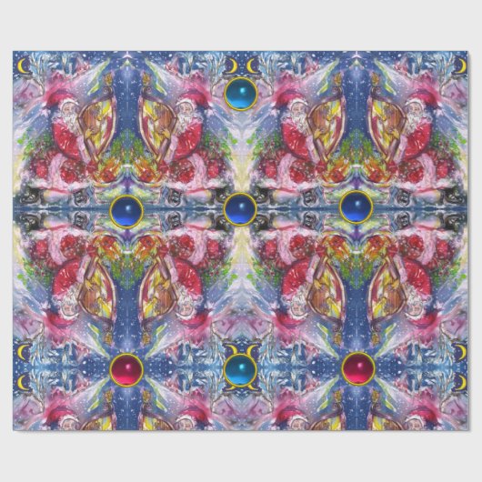 SANTA CLAUS SPEELT HARP IN MOONLIGHT Abstract Cadeaupapier (Vlak)
