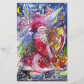 SANTA CLAUS SPEELT HARP IN MOONLIGHT kerst Briefpapier (Voorkant)