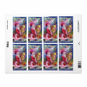 SANTA CLAUS SPEELT HARP IN MOONLIGHT kerst Etiket (Full Sheet)