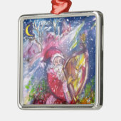 SANTA CLAUS SPEELT HARP IN MOONLIGHT kerst Metalen Ornament (Links)