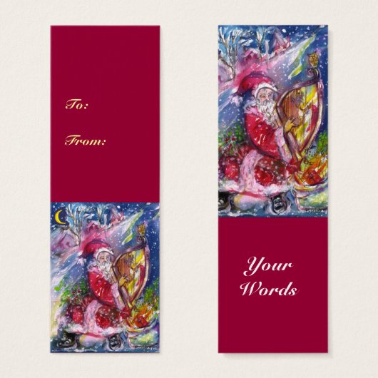 SANTA CLAUS SPEELT HARP IN MOONLIGHT kerst Mini Visitekaartjes (Voorkant /achterkant)