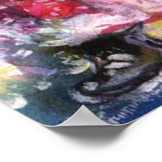 SANTA CLAUS SPEELT HARP IN MOONLIGHT kerst Poster (Hoek)