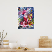 SANTA CLAUS SPEELT HARP IN MOONLIGHT kerst Poster (Keuken)