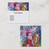 SANTA CLAUS SPEELT HARP IN MOONLIGHT kerst Vierkante Visitekaartje (Voorkant / Achterkant)