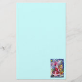 SANTA CLAUS SPEELT HARP Kerstnacht Blauwgroen blau Briefpapier (Voorkant)