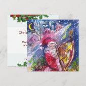 SANTA CLAUS SPEELT HARP MUSICAL CHRISTMAS PARTITY KAART (Voorkant / Achterkant)