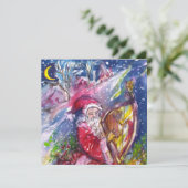 SANTA CLAUS SPEELT HARP MUSICAL CHRISTMAS PARTITY KAART (Staand voorkant)