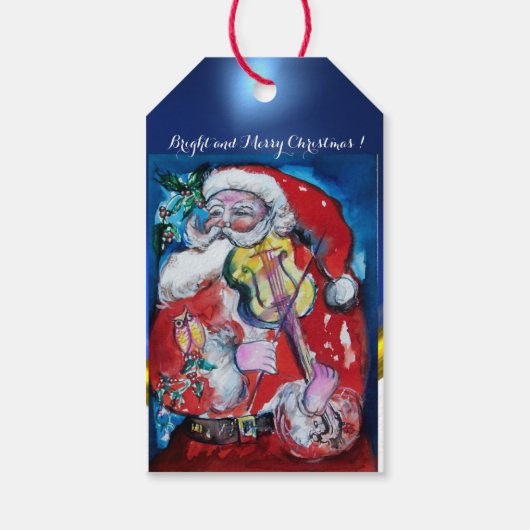 SANTA CLAUS SPEELT VIOLIN-kerstfeest Cadeaulabel (Achterkant)