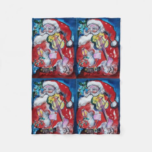 SANTA CLAUS SPEELT VIOLIN-kerstfeest Fleece Deken (Voorkant)