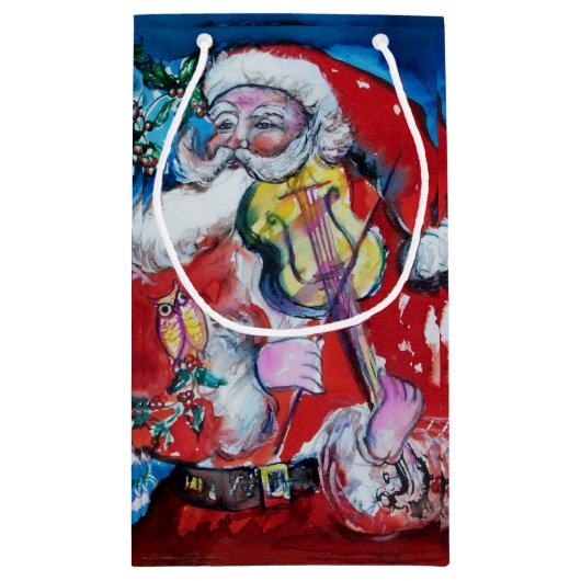 SANTA CLAUS SPEELT VIOLIN-kerstfeest Klein Cadeauzakje (Achterkant)