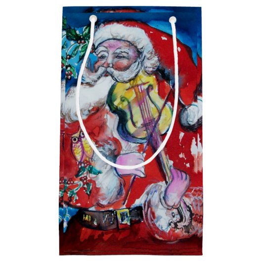 SANTA CLAUS SPEELT VIOLIN-kerstfeest Klein Cadeauzakje (Voorkant)