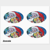 SANTA CLAUS SPEELT VIOLIN-kerstfeest Ovale Sticker (Vel)