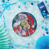 SANTA CLAUS SPEELT VIOLIN-kerstfeest Papieren Bordje (Feest)