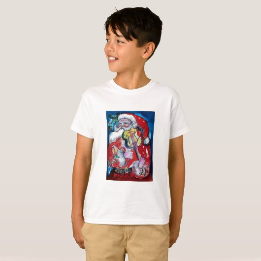 SANTA CLAUS SPEELT VIOLIN-kerstfeest T-shirt (Voorkant volledig)