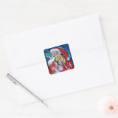 SANTA CLAUS SPEELT VIOLIN-kerstfeest Vierkante Sticker (Envelop)