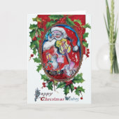 SANTA CLAUS SPEELT VIOLIN-kerstkroon Feestdagen Kaart (Voorkant)