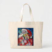 SANTA CLAUS SPEELT VIOLIN Musical Kerstmis. Grote Tote Bag (Voorkant)