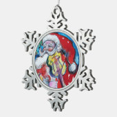 SANTA CLAUS SPEELT VIOLIN Musical Kerstmis. Tin Sneeuwvlok Ornament (Rechts)