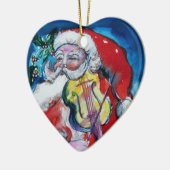 SANTA CLAUS SPEELT VIOLIN Red Ruby Heart Keramisch Ornament (Links)
