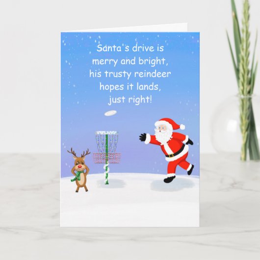 Santa Claus Spelen Disc Golf met Rendieren Kaart (Voorkant)