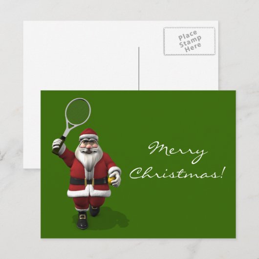 Santa Claus-speltennis Feestdagenkaart (Voorkant / Achterkant)