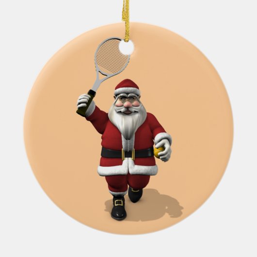 Santa Claus-speltennis Keramisch Ornament (Achterkant)