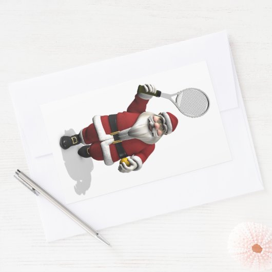 Santa Claus-speltennis Rechthoekige Sticker (Envelop)