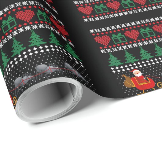 Santa Claus Spider Reindeer Funny UGLY Kerstmis Cadeaupapier (Rol Hoek)