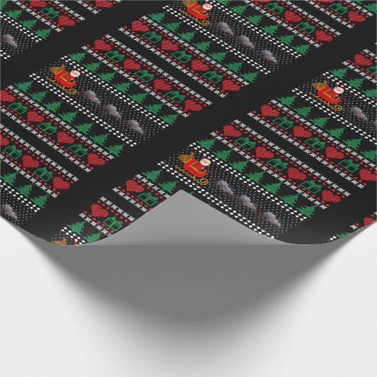 Santa Claus Spider Reindeer Funny UGLY Kerstmis Cadeaupapier (Hoek)