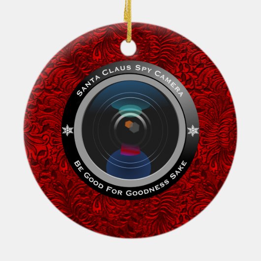 Santa Claus Spy Camera Keramisch Ornament (Achterkant)