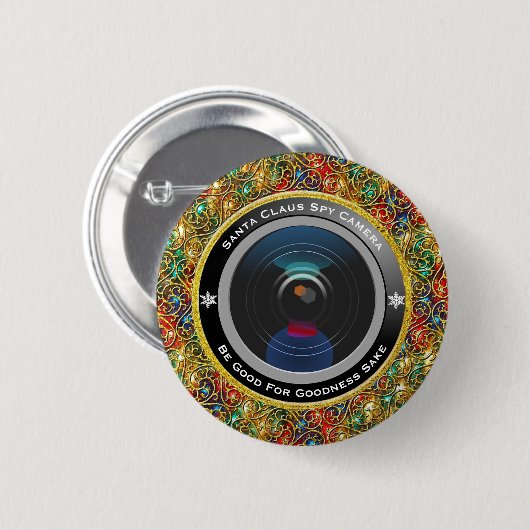 Santa Claus Spy Camera Ronde Button 5,7 Cm (Voorkant /achterkant)