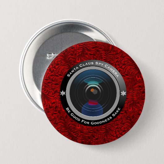 Santa Claus Spy Camera Ronde Button 7,6 Cm (Voorkant /achterkant)