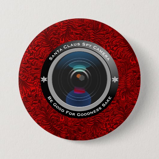 Santa Claus Spy Camera Ronde Button 7,6 Cm (Voorkant)