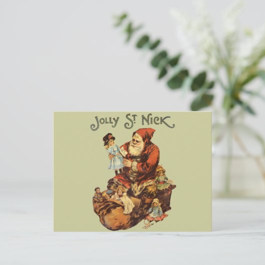 Santa Claus St. Nickn Art Print Feestdagenkaart (Staand voorkant)