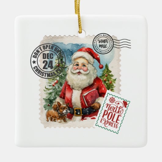 Santa Claus Stamp Keramisch Ornament (Voorkant)