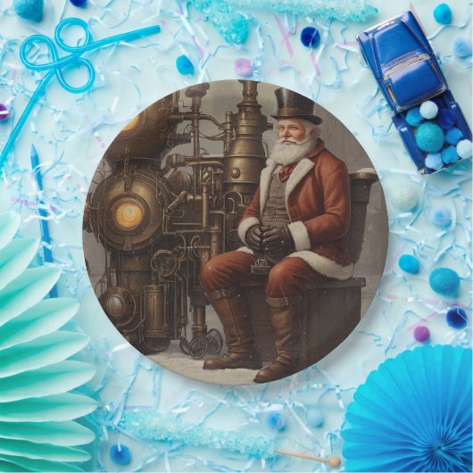 Santa Claus Steampunk Kerstontwerp Papieren Bordje (Feest)