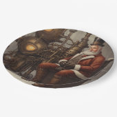 Santa Claus Steampunk Kerstontwerp Papieren Bordje (Gekanteld)