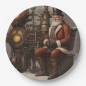Santa Claus Steampunk Kerstontwerp Papieren Bordje (Voorkant)