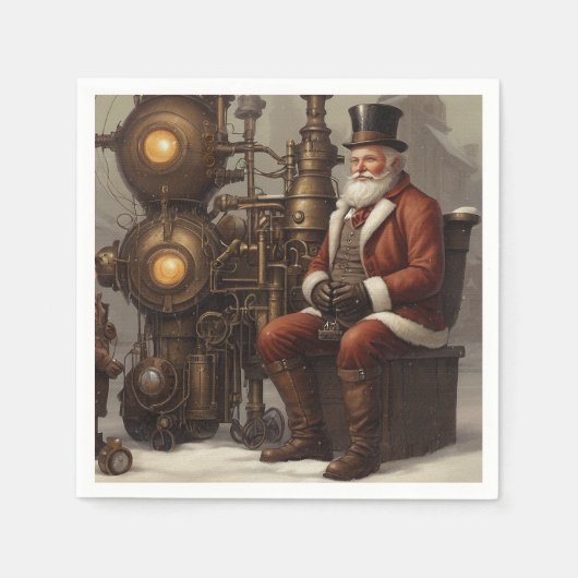 Santa Claus Steampunk Kerstontwerp Servet (Voorkant)