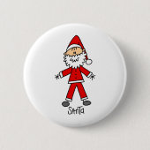 Santa Claus Stick Figuur Button (Voorkant)
