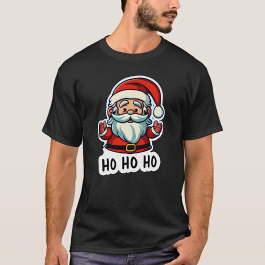 Santa Claus Sticker Art Basic Dark T-Shirt (Voorkant)