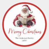 Santa Claus Sticker Label for Christmas Packaging (Voorkant)
