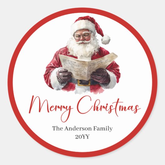 Santa Claus Sticker Label for Christmas Packaging (Voorkant)